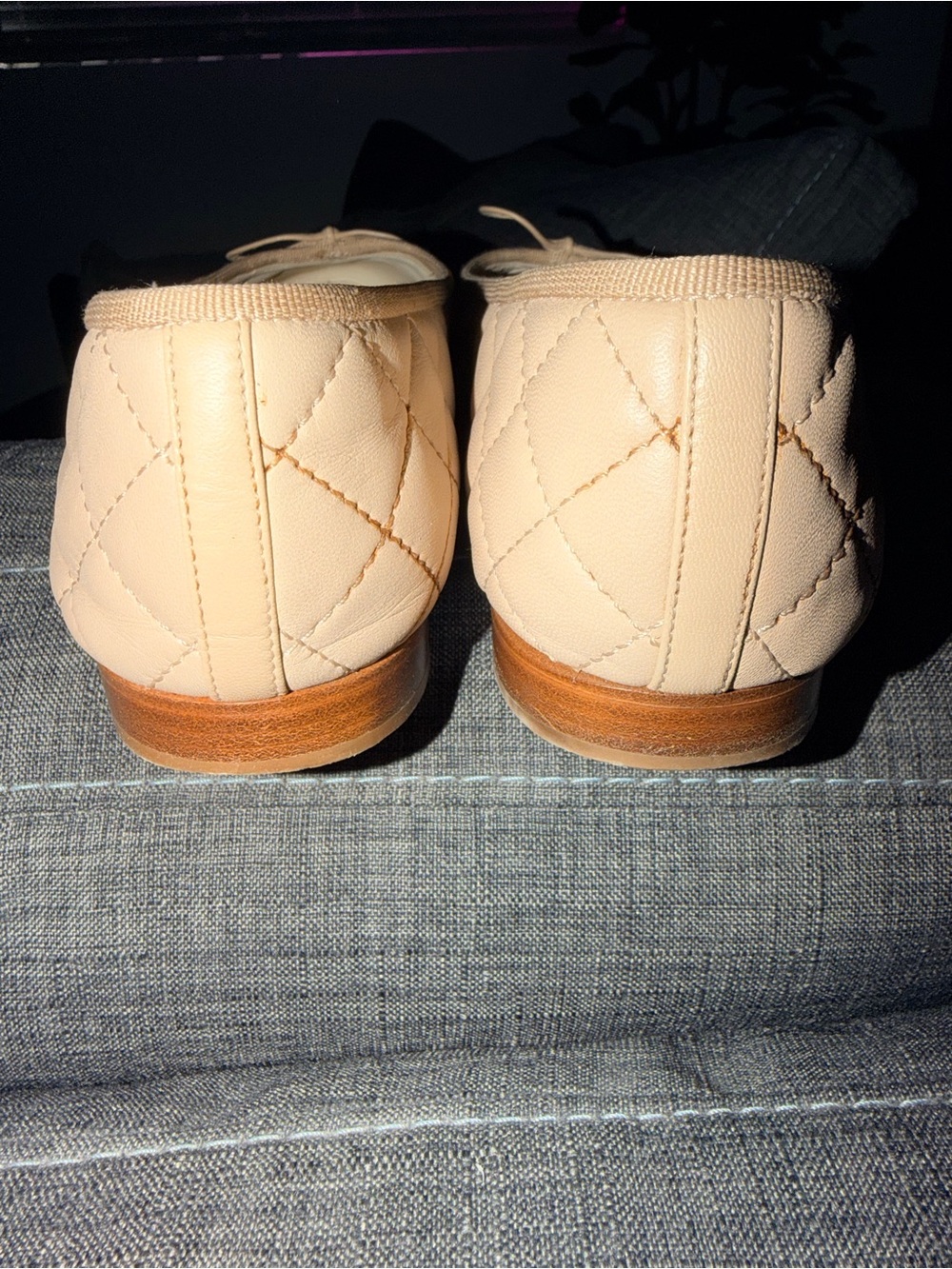CHANEL Blush Beige Quilted Leather Ballet Flats with CC Bow - Picture 6 of 8